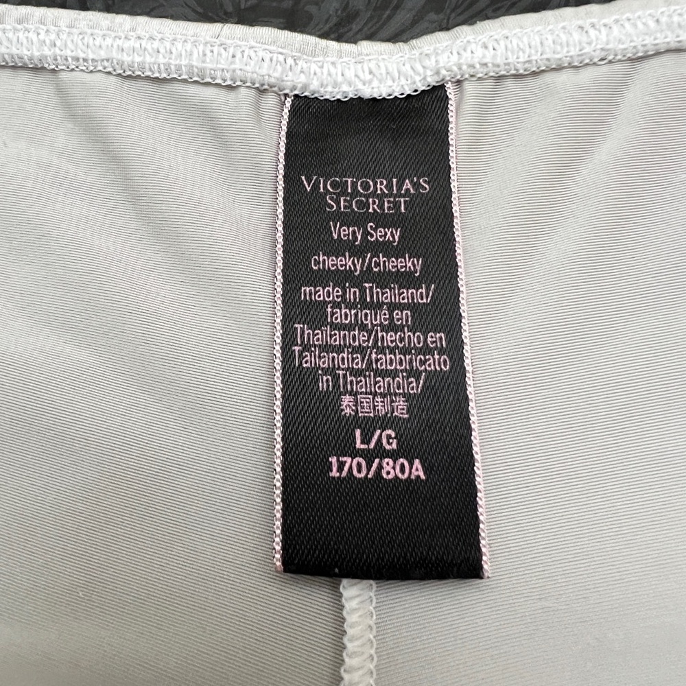 Victoria’s Secret Very Sexy white Micro Lace Insert Satin Cheeky Panties Large L - Picture 3 of 3